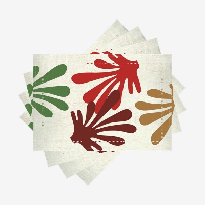 1805 - Kit 4 peças - Jogo Americano Dupla Face Linho - Estampa 39 